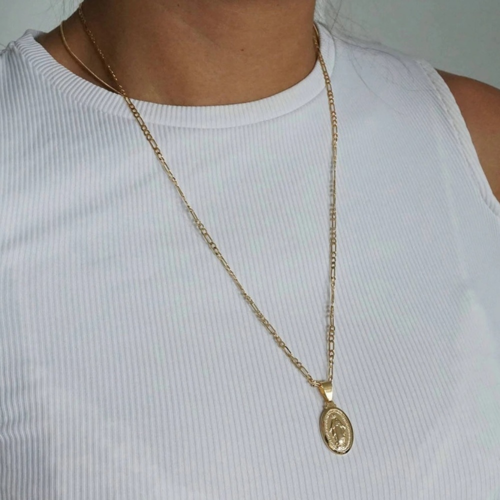 Virgin Mary Necklace, Available in Gold or Silver - Picture 2 of 7
